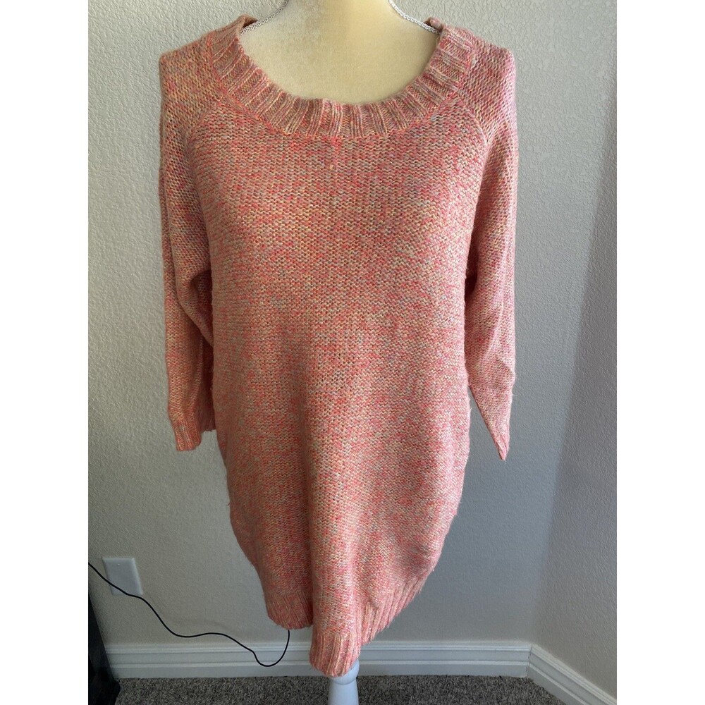 H&M Pullover Oversized Scoop Neck Multi Color Pinks, Pastels Long Sweater SZ XS